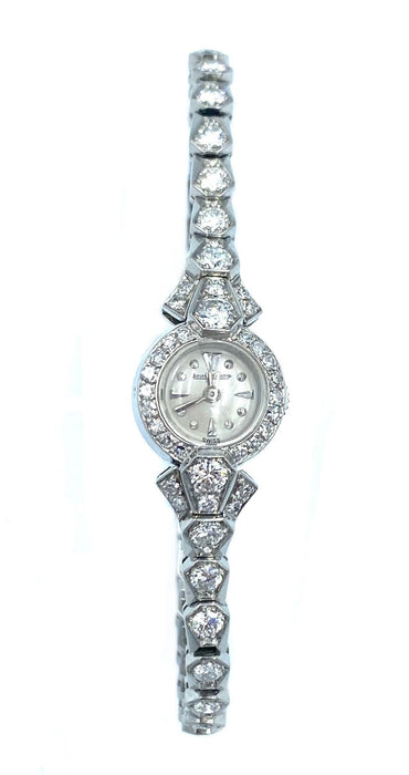 Montre JEAGER-LECOULTRE. Montre platine et diamants 58 Facettes