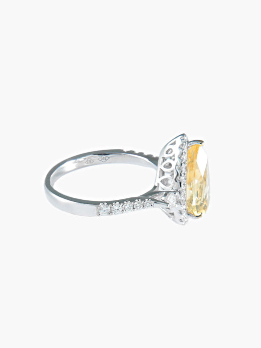 Bague 52 Bague tourmaline jaune poire et diamants or blanc 58 Facettes