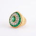 Ring Signet ring in yellow gold, gadrooned platinum, emerald 58 Facettes