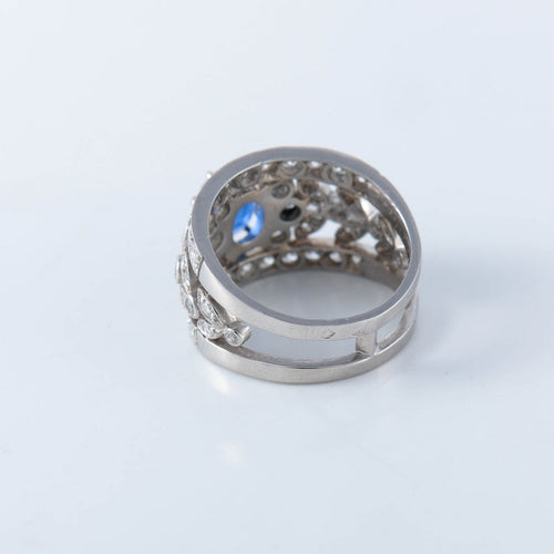 Bague 54.5 Bague bandeau platine, saphir et diamants 58 Facettes
