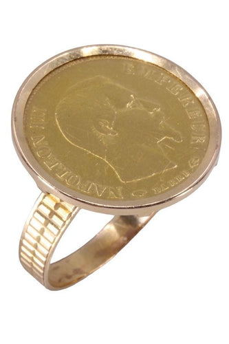 Bague Bague pièce de 10 francs Or jaune Napoléon III 58 Facettes 077071