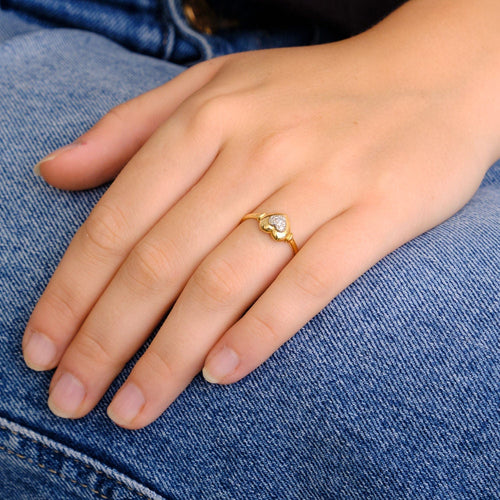 Bague 55 Bague coeur or jaune  diamants 58 Facettes