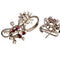 Boucles d'oreilles ENSEMBLE BAGUE BOUCLES D'OREILLES RUBIS DIAMANTS RÉTRO 58 Facettes Q925A