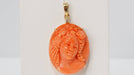 Pendant Yellow gold, coral and diamond pendant 58 Facettes F4898