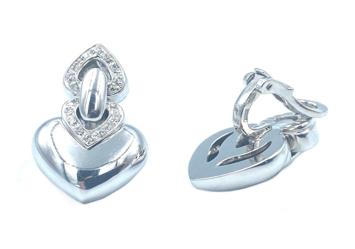 Boucles d'oreilles BVLGARI. Boucles d’oreilles Doppio Cuore or et diamants 58 Facettes