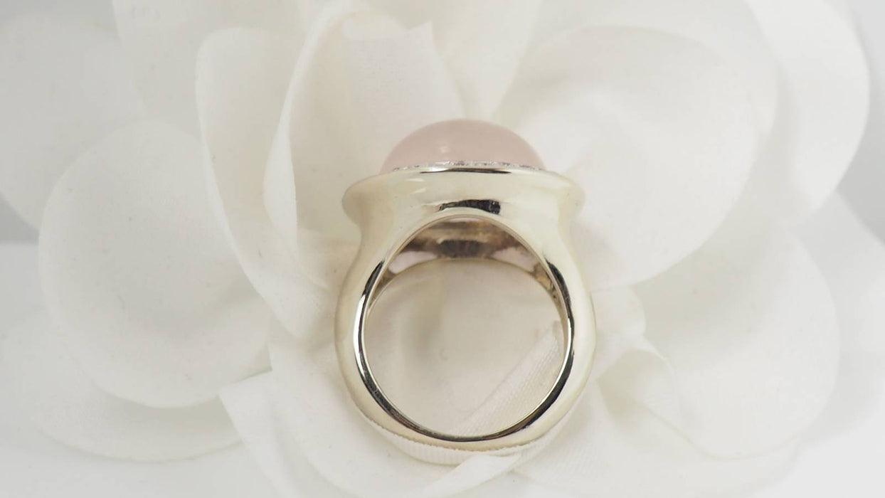 Bague Bague en blanc, quartz rose et diamants 58 Facettes 31048