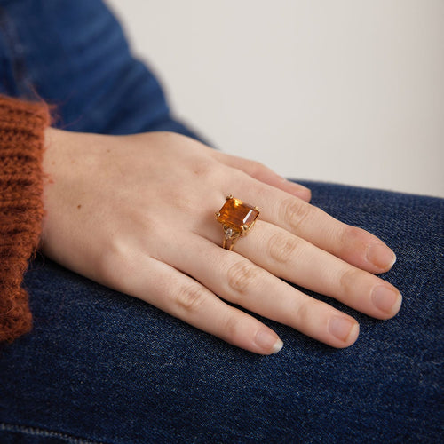 Bague 53 Bague Citrine rectangulaire 58 Facettes JE510