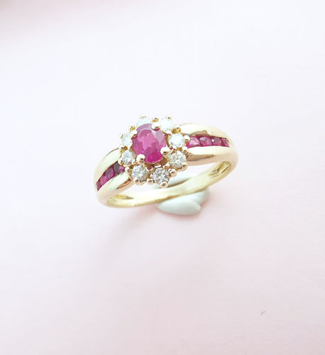 Bague Bague Fleur Rubis Diamants 58 Facettes AA 1619