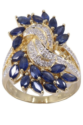 Bague Bague Or jaune Saphirs et Diamants 58 Facettes 076711