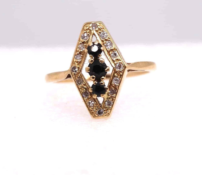 Bague 55 Bague en or jaune, diamants et saphirs 58 Facettes 12464