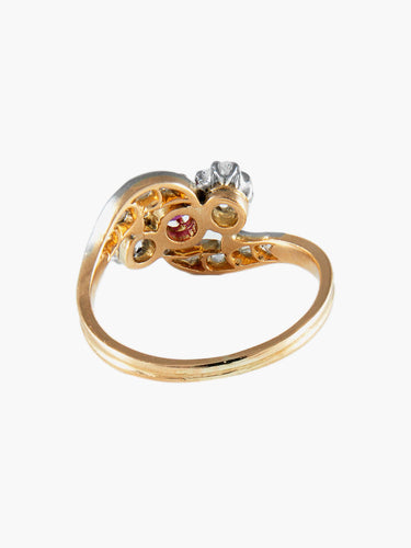 Bague Bague ancienne trilogie rubis diamants 58 Facettes