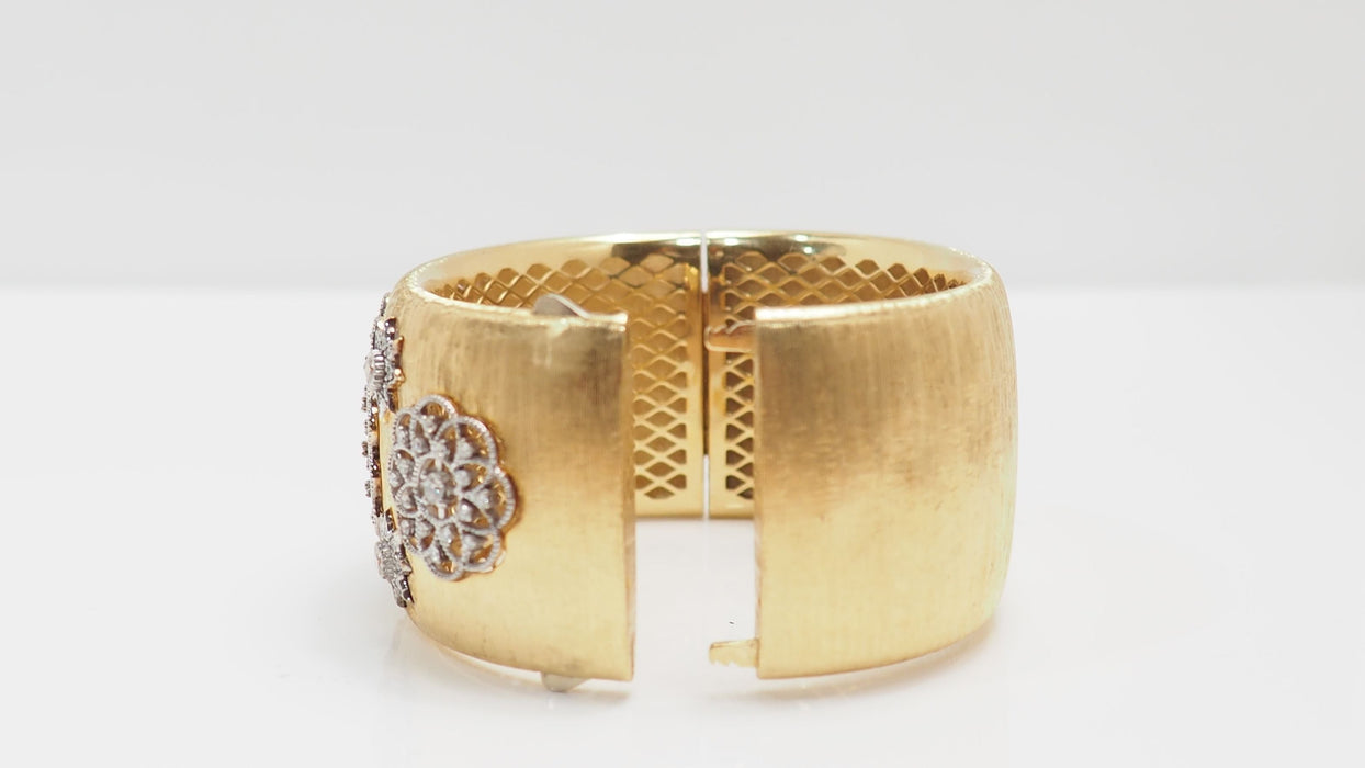 Bracelet 17cm Bracelet manchette or bicolore et diamants 58 Facettes 32265
