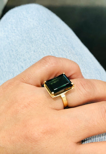 Bague Bague tourmaline verte en or jaune 58 Facettes