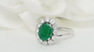Ring 55 Marguerite oval emerald and diamond ring 58 Facettes 32326