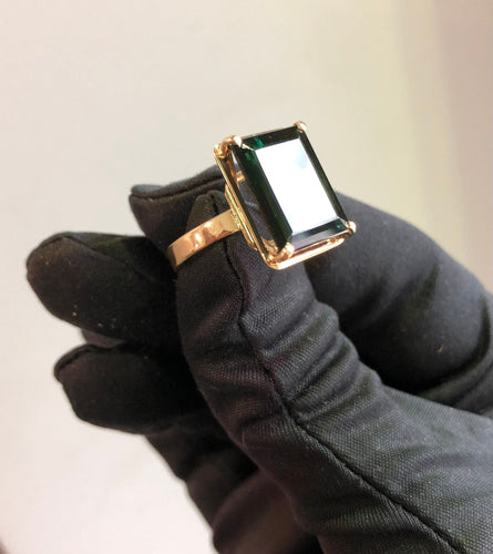 Bague Bague tourmaline verte en or jaune 58 Facettes