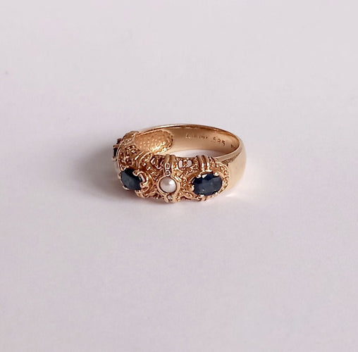 Bague 57 Bague saphirs et perles 58 Facettes