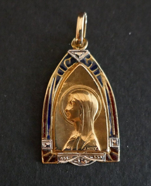 Pendentif J.holy - Médaille 2 Ors Art Nouveau 58 Facettes