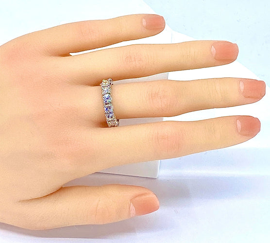 Bague 55 Alliance en or blanc 18 carats sertie de 16 diamants environ 2,80/3 carats 58 Facettes AB276