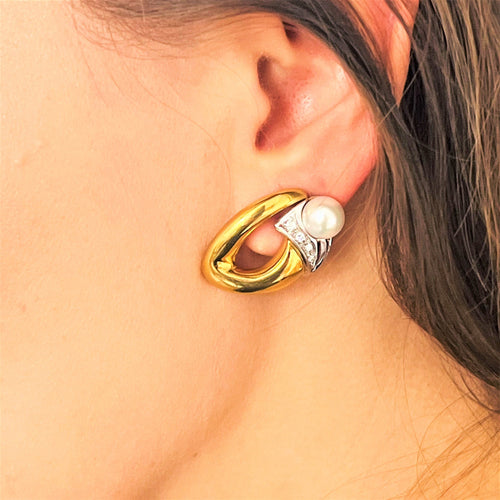 Boucles d'oreilles Boucles d'Oreilles Perle Diamants 2 ors 58 Facettes 20400000678