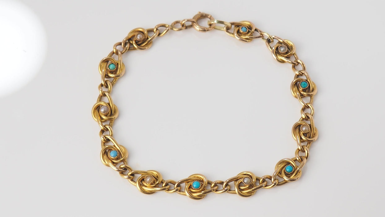 Bracelet Bracelet En Or Jaune, Perles Fines Et Turquoises 58 Facettes 31737