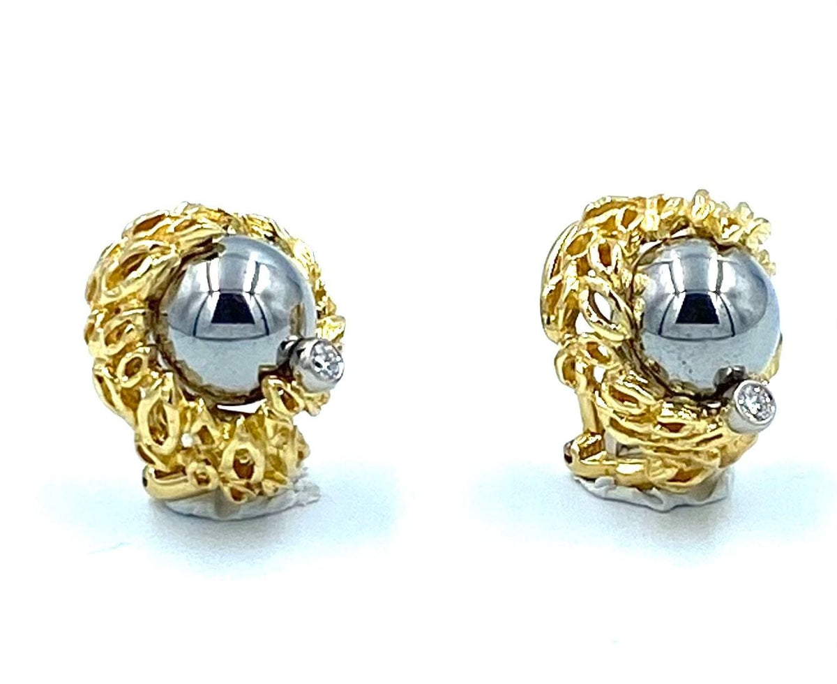 Boucles D'Oreilles Gilbert Albert - Or Jaune Et Perles - Occasion - Bijou De Créateur