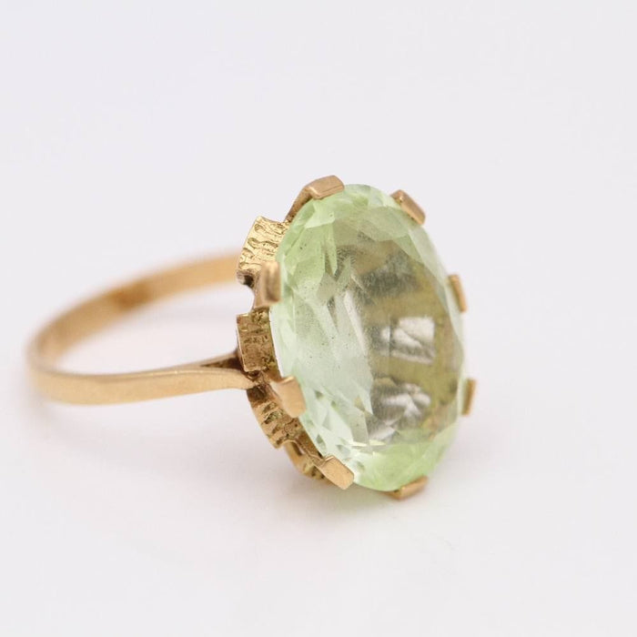 Bague 55.5 Bague Or Jaune Apatite verte 58 Facettes E357541B