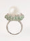 Bague 52 Bague en or blanc, perle, diamants, et tourmalines vertes 58 Facettes
