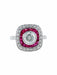 Ring Art Deco style diamond and ruby ​​ring 58 Facettes