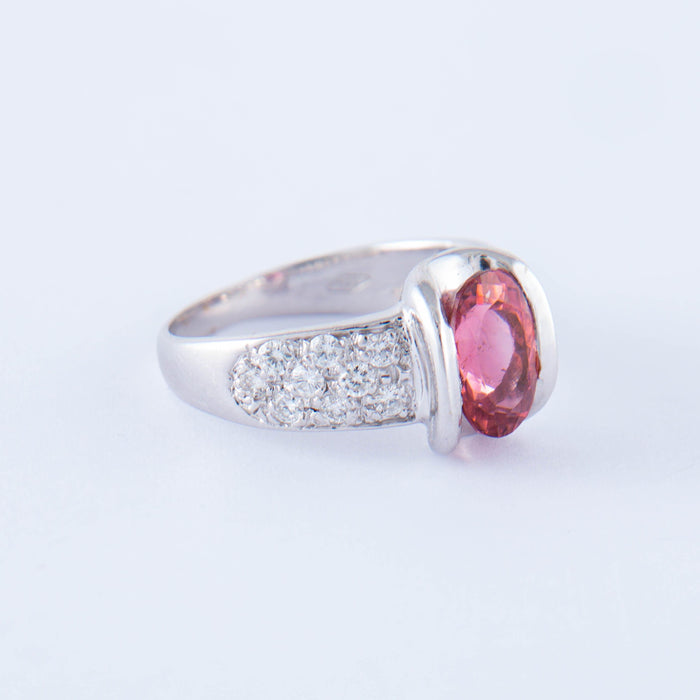 Bague 52.5 Bague Tourmaline rose Diamants 58 Facettes