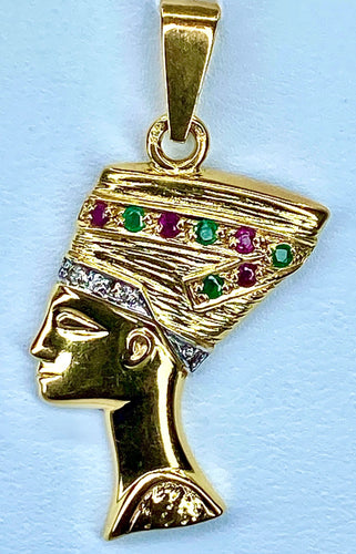 Pendentif Pendentif "profil égyptien" Rubis Emeraudes Diamants 58 Facettes AB187