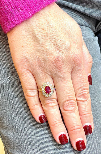 Bague Bague Pompadour rubis et diamants 58 Facettes
