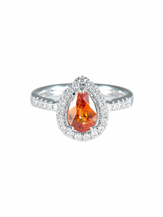 Bague 52 Bague Tourmaline orange Diamants 58 Facettes