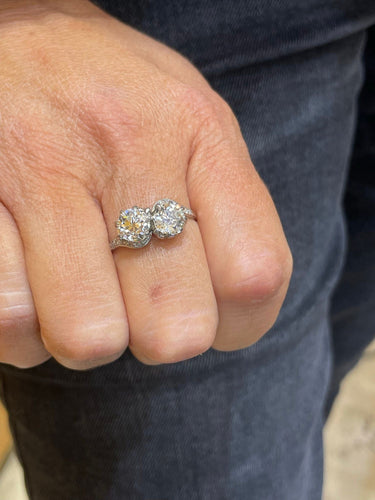 Bague 58 Bague ancienne Toi & Moi Diamants, Platine et or blanc 58 Facettes