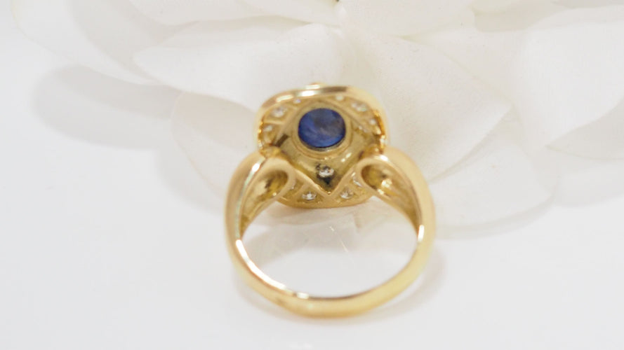 Bague 57 Bague cabochon saphir, diamants 58 Facettes 26750