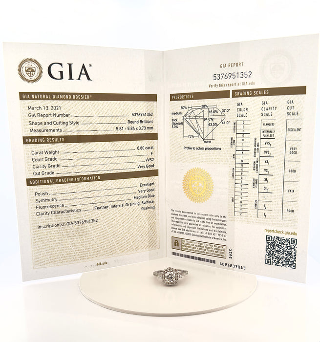 Bague 48 Bague Solitaire en diamants centre 0,80 carat certifié GIA 58 Facettes