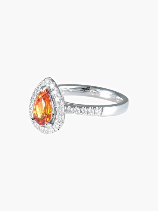 Bague 52 Bague Tourmaline orange Diamants 58 Facettes