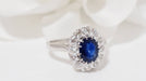 Ring 52 Daisy ring in white gold, sapphire and diamonds 58 Facettes 31169