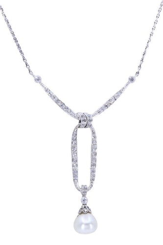 Collier COLLIER ART-DÉCO PERLE ET DIAMANTS 58 Facettes 068001