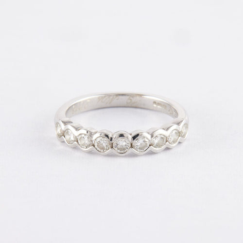 Bague Demi alliance en or gris, diamants, perles 58 Facettes