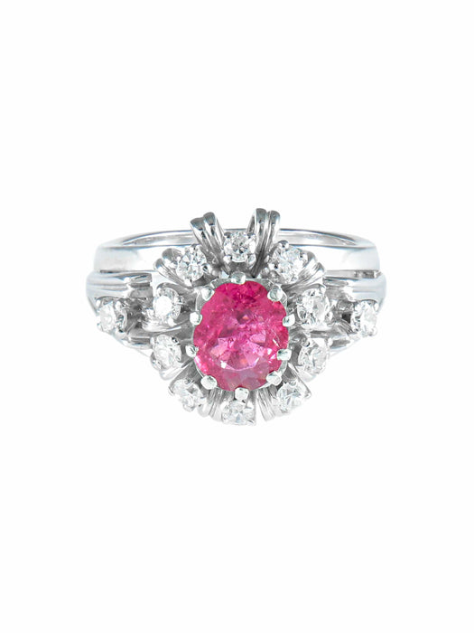 Bague 52 Bague Saphir rose et Diamants 58 Facettes