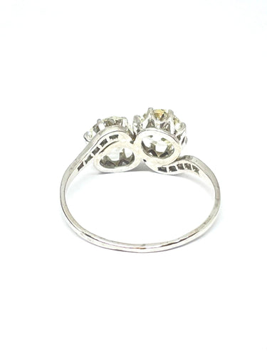 Bague 58 Bague ancienne Toi & Moi Diamants, Platine et or blanc 58 Facettes
