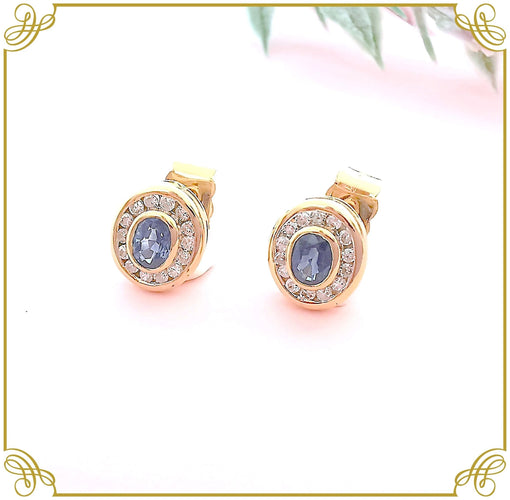 Boucles d'oreilles Boucles d'oreilles puces Saphirs Diamants 58 Facettes AA 1597