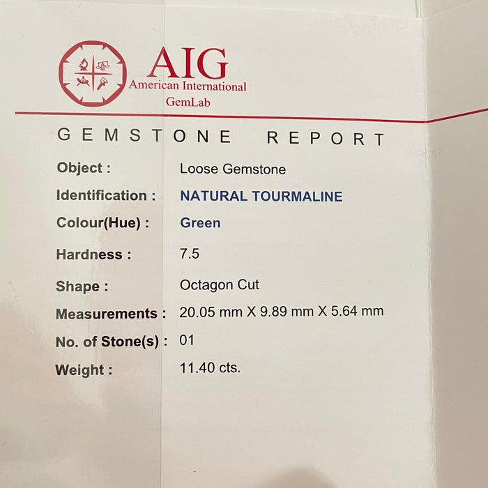 Gemstone Tourmaline verte 11,40 carats 58 Facettes