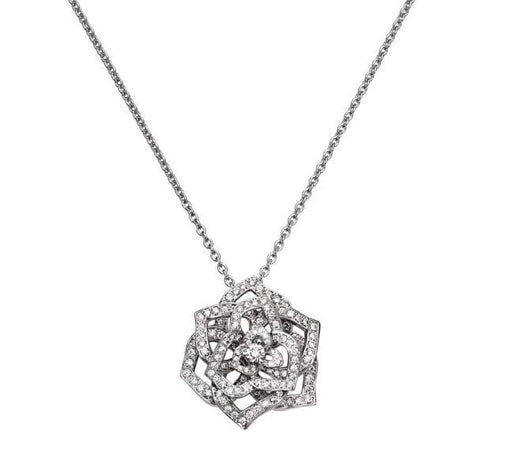 Collier PIAGET - Pendentif "Rose" Or Blanc & Diamants 58 Facettes G33U0072