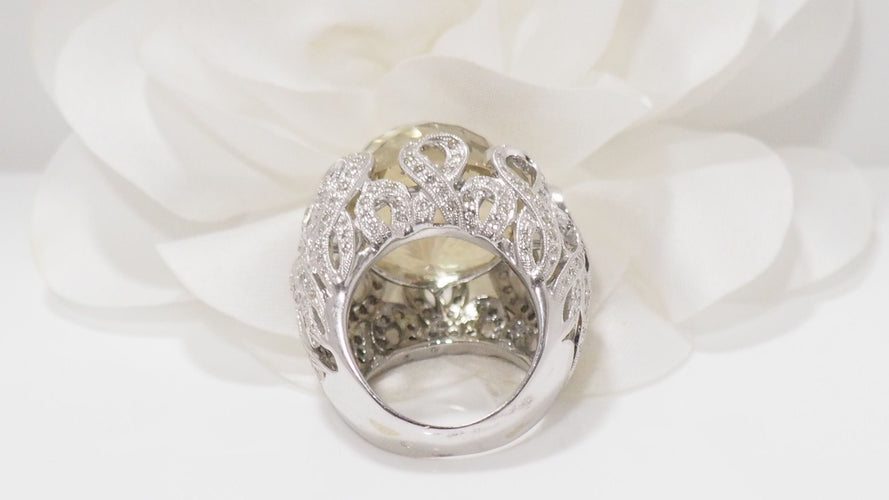 Bague 52.5 Bague en or blanc diamants et citrine 58 Facettes 30957