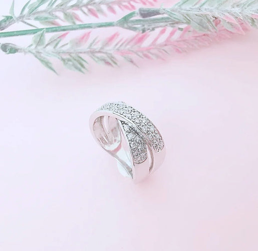 Bague 54 Bague Croisée Or blanc Diamants 58 Facettes AA 1587