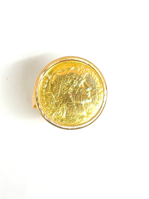 Bague Bague or jaune Pièce de 10 Francs Coq 58 Facettes