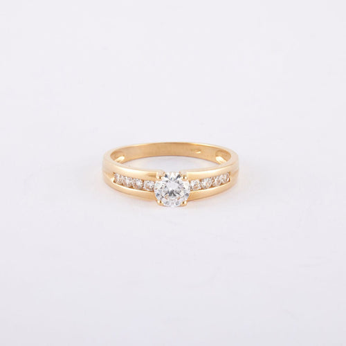 Bague 53.5 Bague Solitaire en or jaune, diamant 58 Facettes