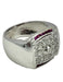 Ring White gold tank ring with diamonds 58 Facettes