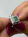 Ring Vintage ring White gold Emerald Diamonds 58 Facettes